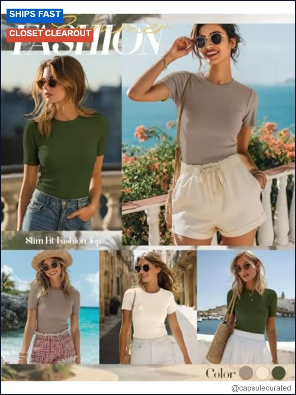 3 Pack Women's Ribbed Short Sleeve T-Shirts, Cotton Crewneck Tees, Slim Fit,